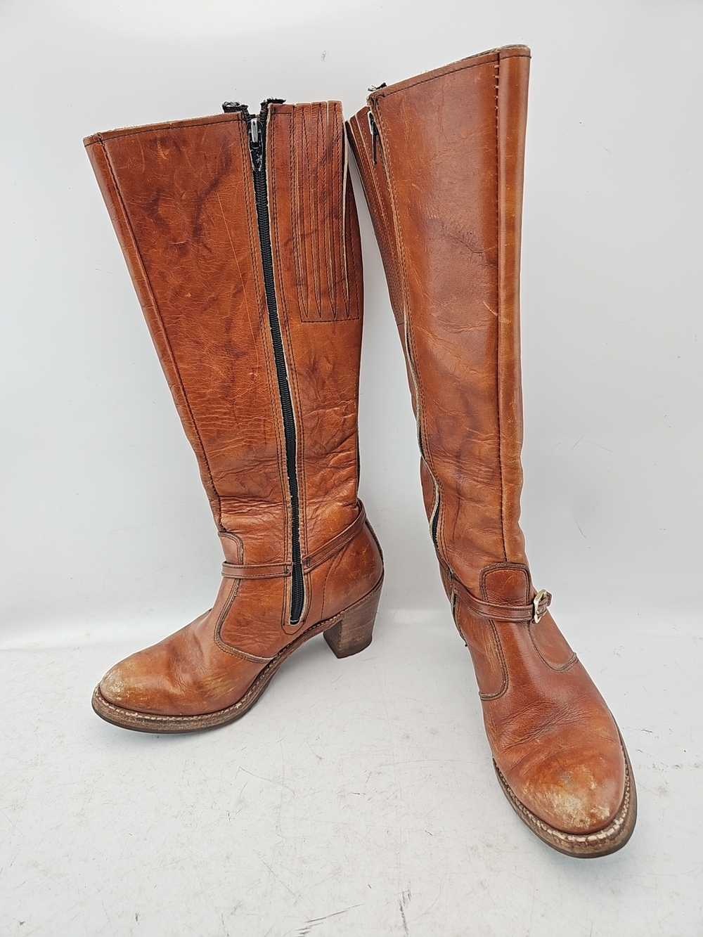 Dingo Vintage Brown Leather Tall Heeled Boots